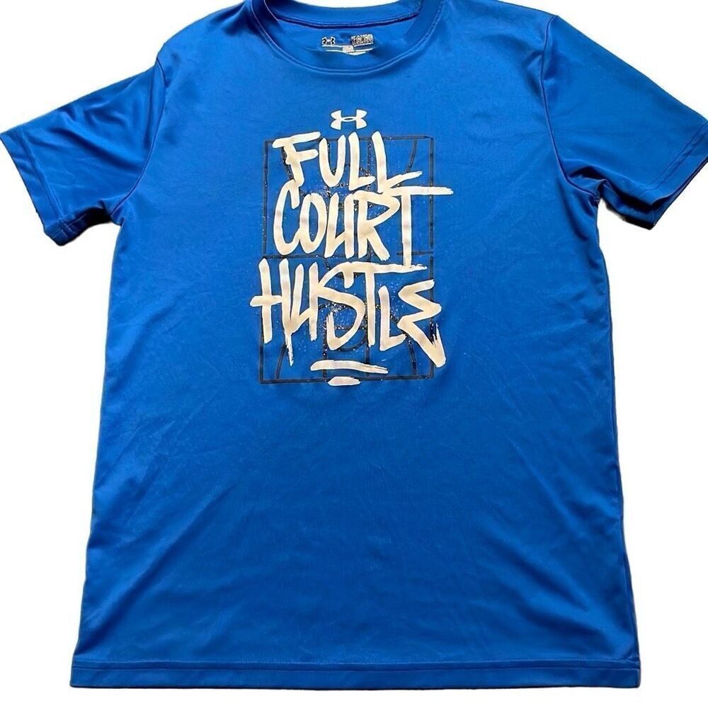 EUC! Under Armour Blue Dry Fit Loose Short Sleeve Shirt - Youth Med